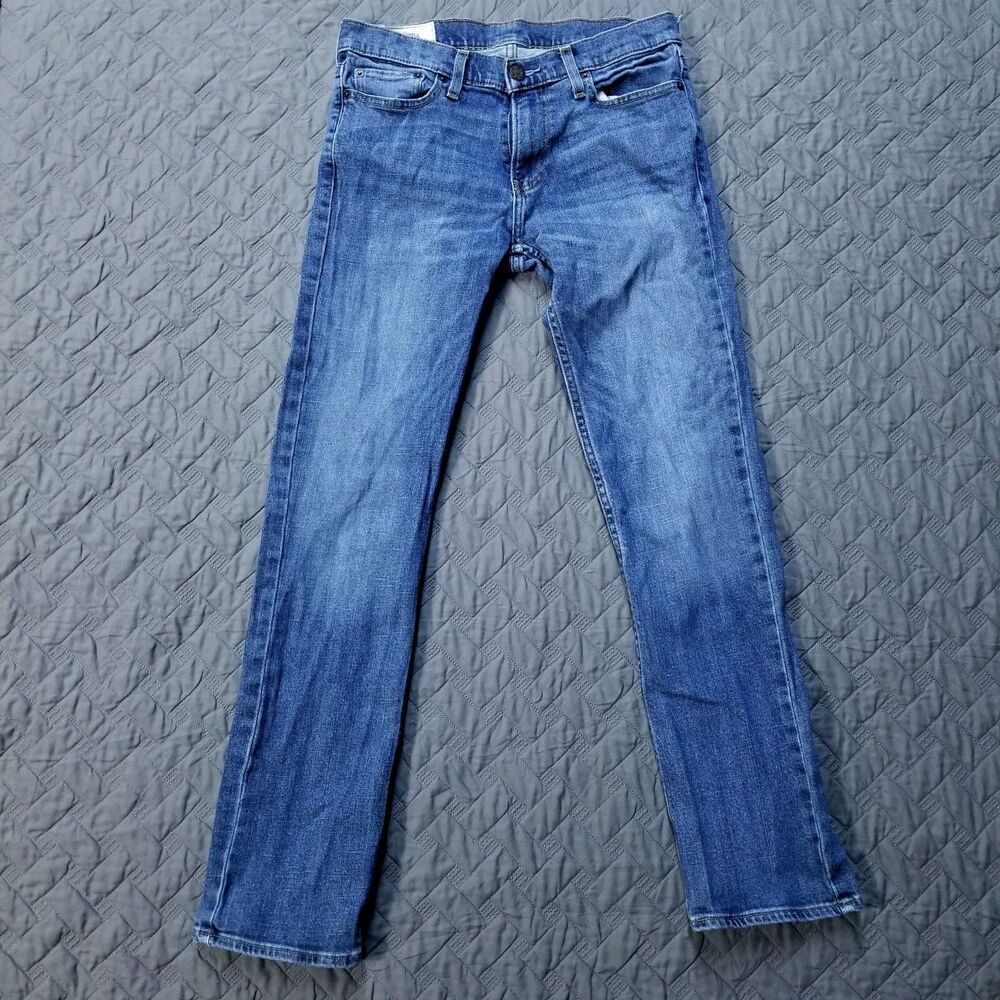 Hollister Jeans Mens 30X32 Blue Slim Straight Dark Wash American Denim‎ Casual